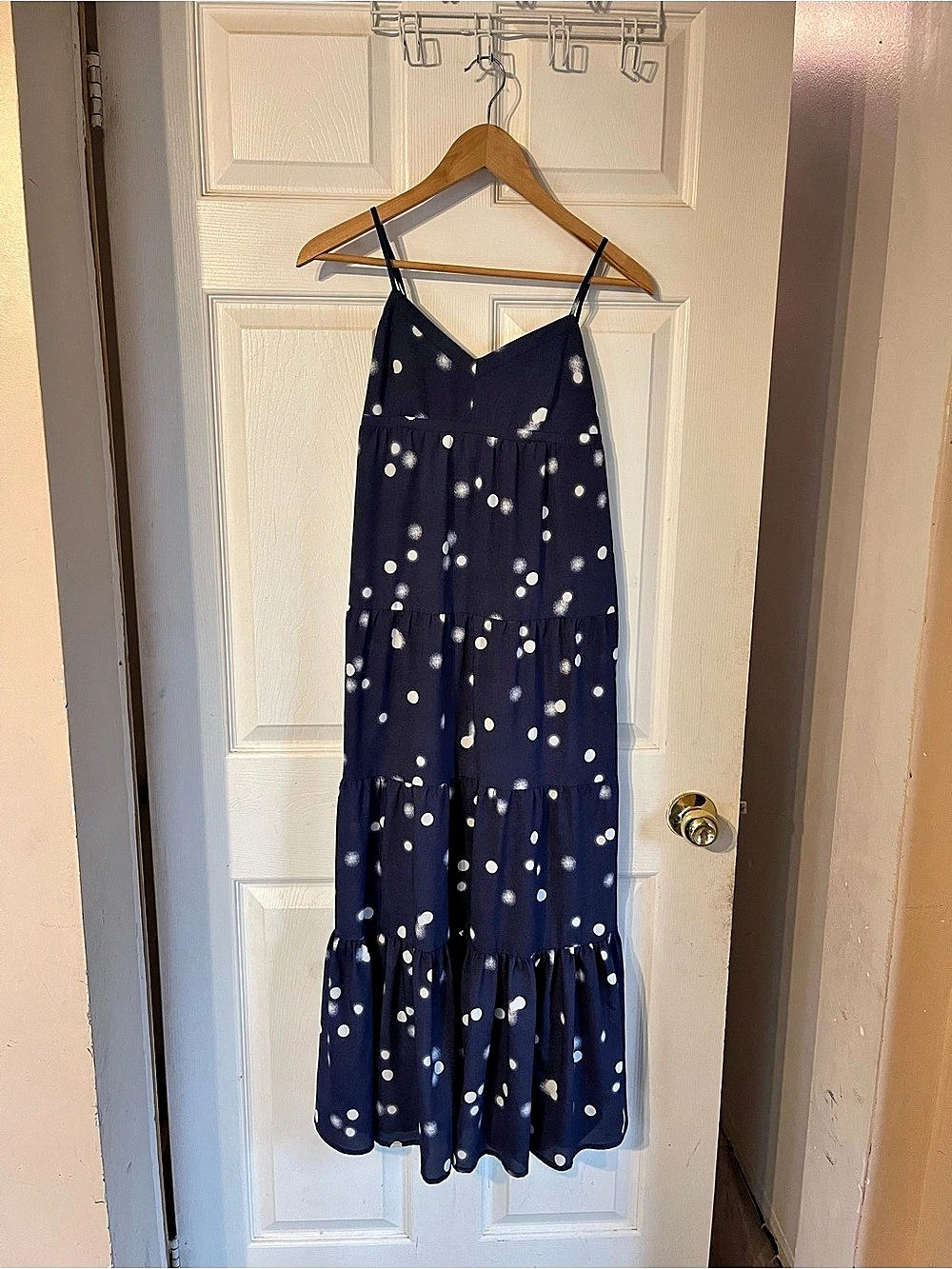 Joe Fresh Polka Dot Midi Dress Blue & White Size S/P Like New